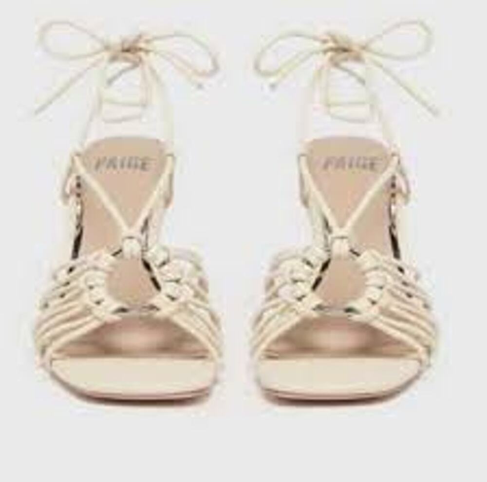 Paige Macramé-Style Woven Platform Wedge Strappy Sandals Womens 6 Cream NWOT